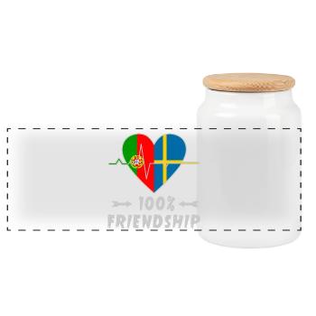 100 % amitié entre le Portugal et la Suède - Boîte à biscuits avec couvercle en bois - blanc - Devant