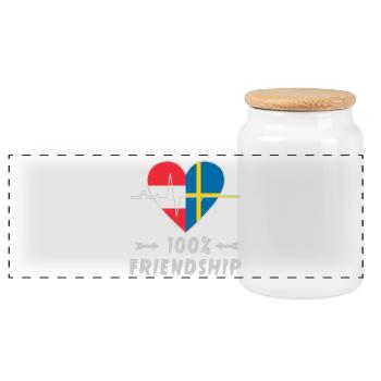 Österreich und Schweden 100% Freundschaft - Panorama Keksdose mit Holzdeckel - Weiß - Vorne