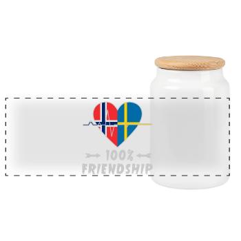 Norwegen und Schweden 100% Freundschaft - Panorama Keksdose mit Holzdeckel - Weiß - Vorne