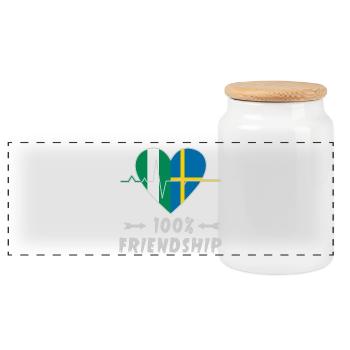 Nigeria und Schweden 100% Freundschaft - Panorama Keksdose mit Holzdeckel - Weiß - Vorne