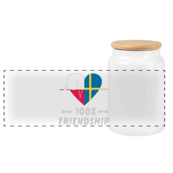 Poland and Sweden 100% friendship - Panoramic Cookie Jar with Wooden Lid - white - Front