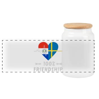 Paraguay and Sweden 100% friendship - Panoramic Cookie Jar with Wooden Lid - white - Front