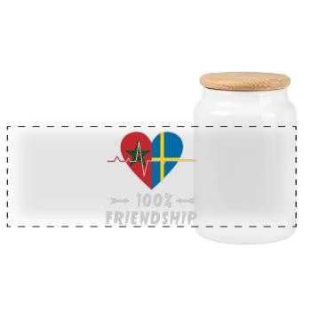 100 % amitié entre le Maroc et la Suède - Boîte à biscuits avec couvercle en bois - blanc - Devant