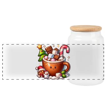 Délices au cacao – de beaux rêves de Noël ! - Boîte à biscuits avec couvercle en bois - blanc - Devant