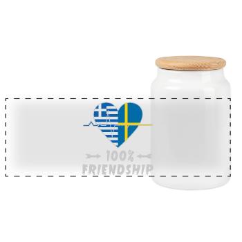 100 % amitié entre la Grèce et la Suède - Boîte à biscuits avec couvercle en bois - blanc - Devant