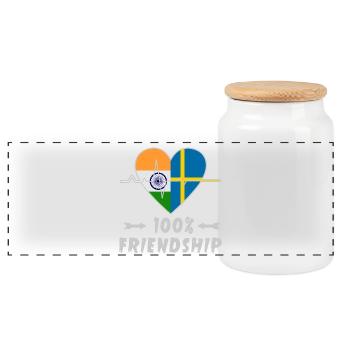 Indien und Schweden 100% Freundschaft - Panorama Keksdose mit Holzdeckel - Weiß - Vorne