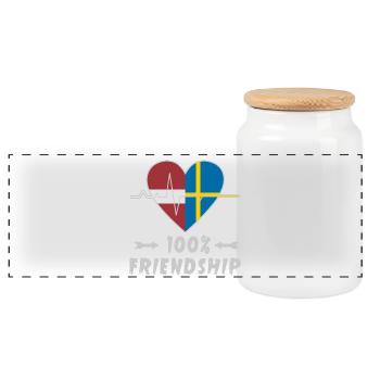 100 % amitié entre la Lettonie et la Suède - Boîte à biscuits avec couvercle en bois - blanc - Devant