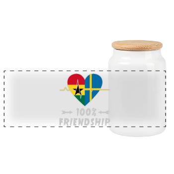 Ghana and Sweden 100% friendship - Panoramic Cookie Jar with Wooden Lid - white - Front
