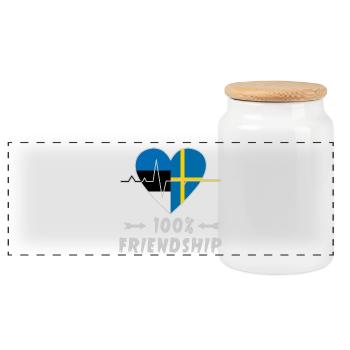 Estland und Schweden 100% Freundschaft - Panorama Keksdose mit Holzdeckel - Weiß - Vorne