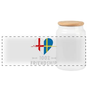 England and Sweden 100% friendship - Panoramic Cookie Jar with Wooden Lid - white - Front