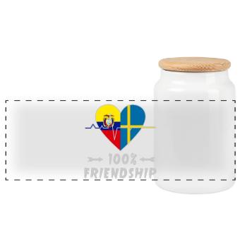 Ecuador und Schweden 100% Freundschaft - Panorama Keksdose mit Holzdeckel - Weiß - Vorne