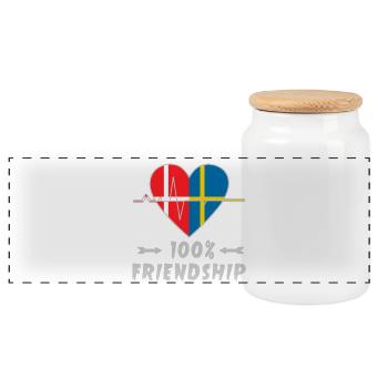 Dänemark und Schweden 100% Freundschaft - Panorama Keksdose mit Holzdeckel - Weiß - Vorne