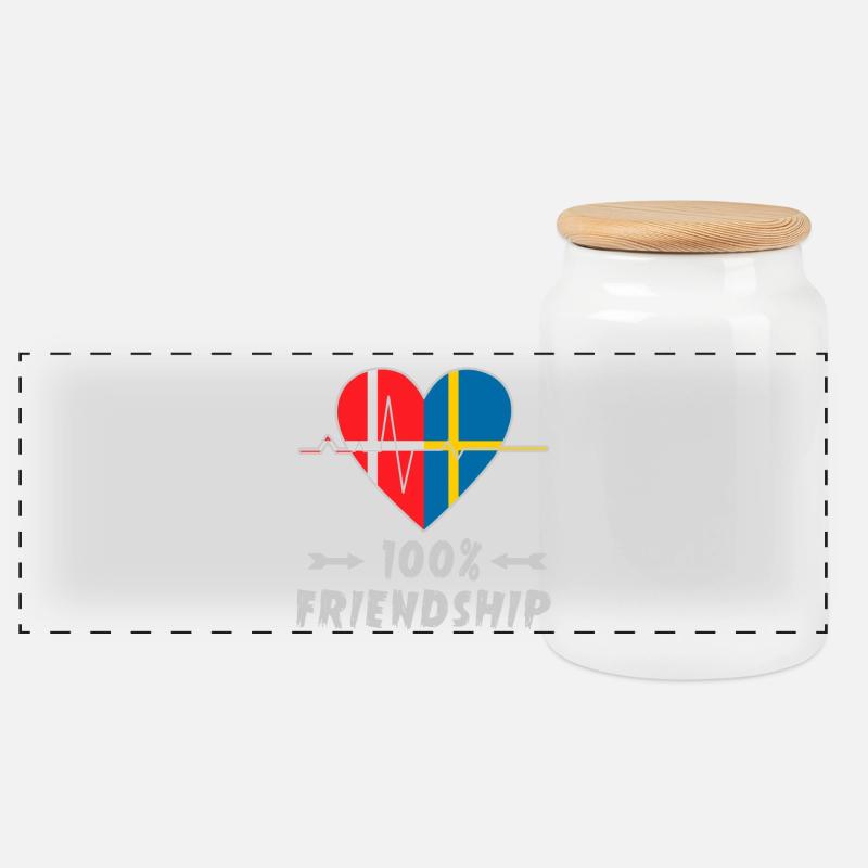 Dänemark und Schweden 100% Freundschaft - Panorama Keksdose mit Holzdeckel - Weiß