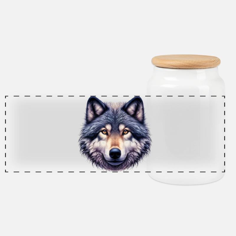 Wolf - Panorama Keksdose mit Holzdeckel - Weiß