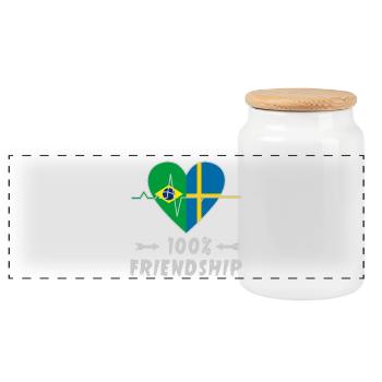 Brasilien und Schweden 100% Freundschaft - Panorama Keksdose mit Holzdeckel - Weiß - Vorne