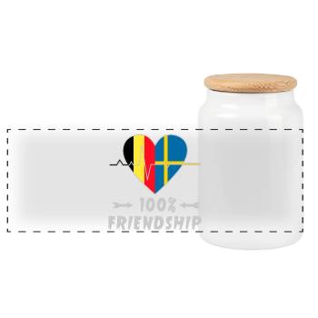 La Belgique et la Suède : une amitié à 100 % - Boîte à biscuits avec couvercle en bois - blanc - Devant