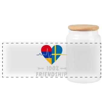 L'Arménie et la Suède : amitié à 100 % - Boîte à biscuits avec couvercle en bois - blanc - Devant
