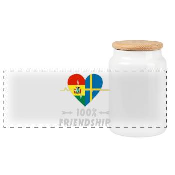 100 % amitié entre la Bolivie et la Suède - Boîte à biscuits avec couvercle en bois - blanc - Devant