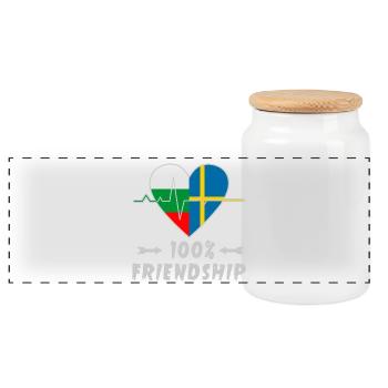 Bulgarien und Schweden 100% Freundschaft - Panorama Keksdose mit Holzdeckel - Weiß - Vorne