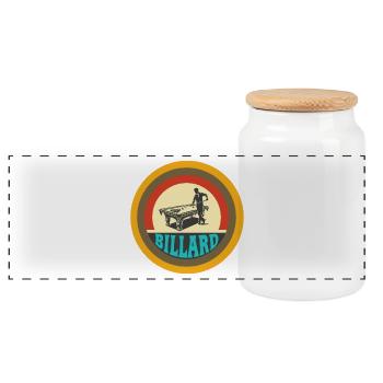Billard Vintage Design - Panorama Keksdose mit Holzdeckel - Weiß - Vorne