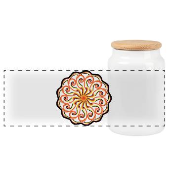 Mandala - Panorama Keksdose mit Holzdeckel - Weiß - Vorne