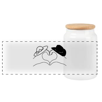Chapeau Soleil Nœud Minimaliste - Boîte à biscuits avec couvercle en bois - blanc - Devant
