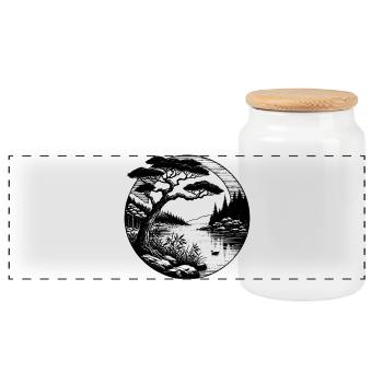 Tree – Nature in Harmony - Panoramic Cookie Jar with Wooden Lid - white - Front