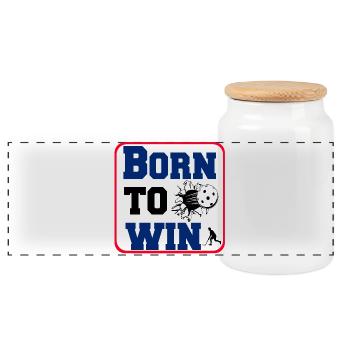 Floorball , Unihockey , Born to win Sticker (25) - Panorama Keksdose mit Holzdeckel - Weiß - Vorne