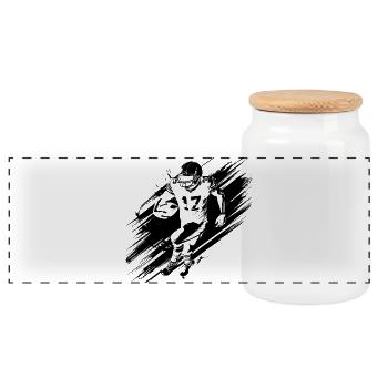 Football Player Graffiti - Panoramic Cookie Jar with Wooden Lid - white - Front
