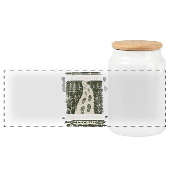 The path is created while walking – Wald Design - Panoramic Cookie Jar with Wooden Lid - white - Front