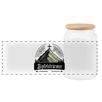 Tempête sommetale Montagne Motivation Nature - Boîte à biscuits avec couvercle en bois - blanc - Devant