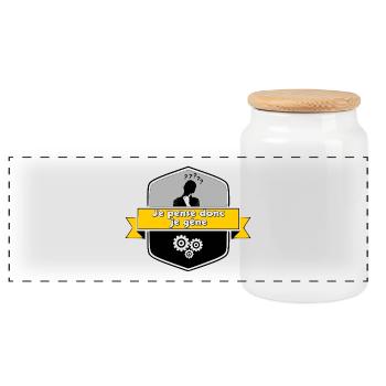 Je pense - Boîte à biscuits avec couvercle en bois - blanc - Devant