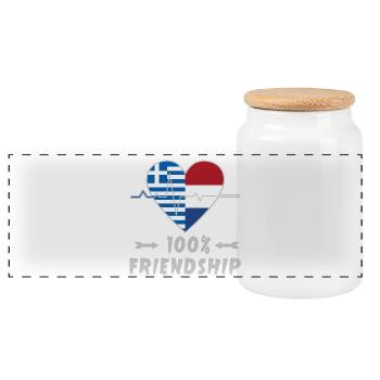 100 % amitié entre la Grèce et les Pays-Bas - Boîte à biscuits avec couvercle en bois - blanc - Devant