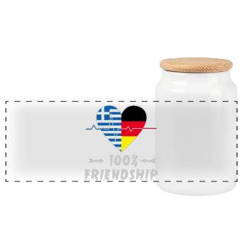 100 % amitié entre la Grèce et l'Allemagne - Boîte à biscuits avec couvercle en bois - blanc - Devant