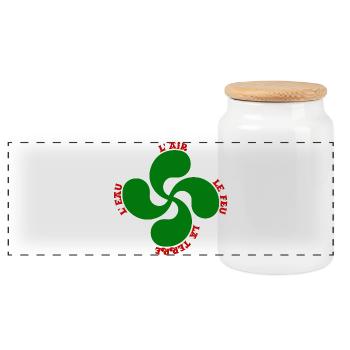 Lauburu verte - croix basque et signification - Boîte à biscuits avec couvercle en bois - blanc - Devant