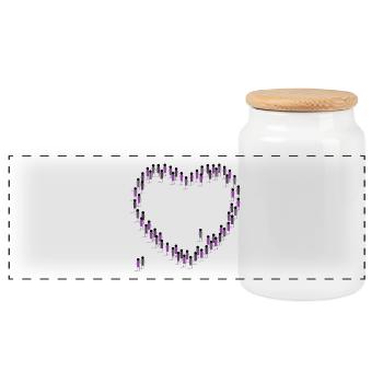 Crowd Heart Cohesion Community Purple - Panoramic Cookie Jar with Wooden Lid - white - Front