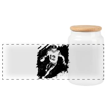 American Footballer - Panoramic Cookie Jar with Wooden Lid - white - Front