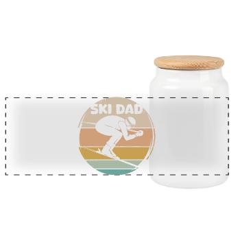 ski dad funny skier retro vintage sayings - Panoramic Cookie Jar with Wooden Lid - white - Front