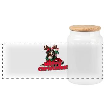 Bouvier Bernois de Noël - Boîte à biscuits avec couvercle en bois - blanc - Devant