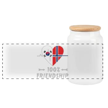 Südkorea und Norwegen 100% Freundschaft - Panorama Keksdose mit Holzdeckel - Weiß - Vorne