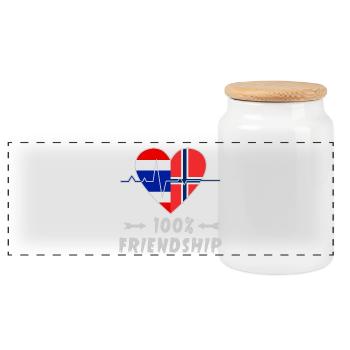 100 % amitié entre la Thaïlande et la Norvège - Boîte à biscuits avec couvercle en bois - blanc - Devant