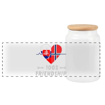 Slovakia and Norway 100% friendship - Panoramic Cookie Jar with Wooden Lid - white - Front
