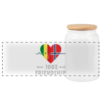 Senegal und Norwegen 100% Freundschaft - Panorama Keksdose mit Holzdeckel - Weiß - Vorne