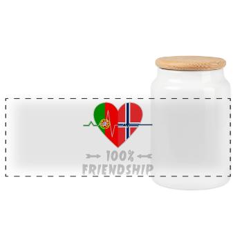 100 % amitié entre le Portugal et la Norvège - Boîte à biscuits avec couvercle en bois - blanc - Devant
