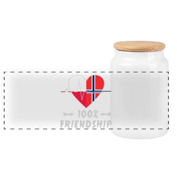 Polen und Norwegen 100% Freundschaft - Panorama Keksdose mit Holzdeckel - Weiß - Vorne