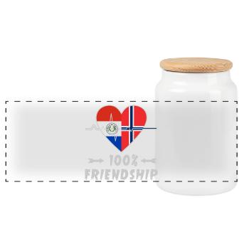 100 % amitié entre le Paraguay et la Norvège - Boîte à biscuits avec couvercle en bois - blanc - Devant