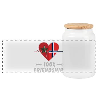 Le Maroc et la Norvège : amitié à 100 % - Boîte à biscuits avec couvercle en bois - blanc - Devant