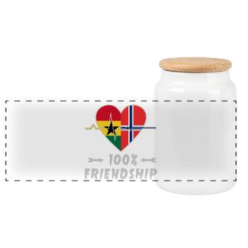Ghana and Norway 100% friendship - Panoramic Cookie Jar with Wooden Lid - white - Front