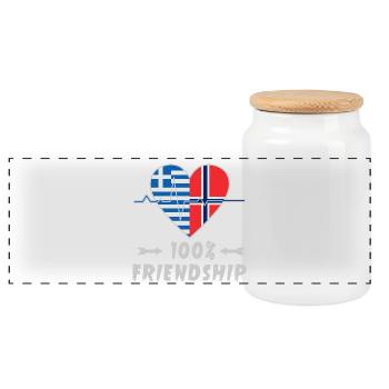 Griechenland und Norwegen 100% Freundschaft - Panorama Keksdose mit Holzdeckel - Weiß - Vorne