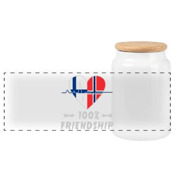 Finland and Norway 100% friendship - Panoramic Cookie Jar with Wooden Lid - white - Front